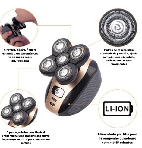 Barbeador elétrico recarregável 5 em 1