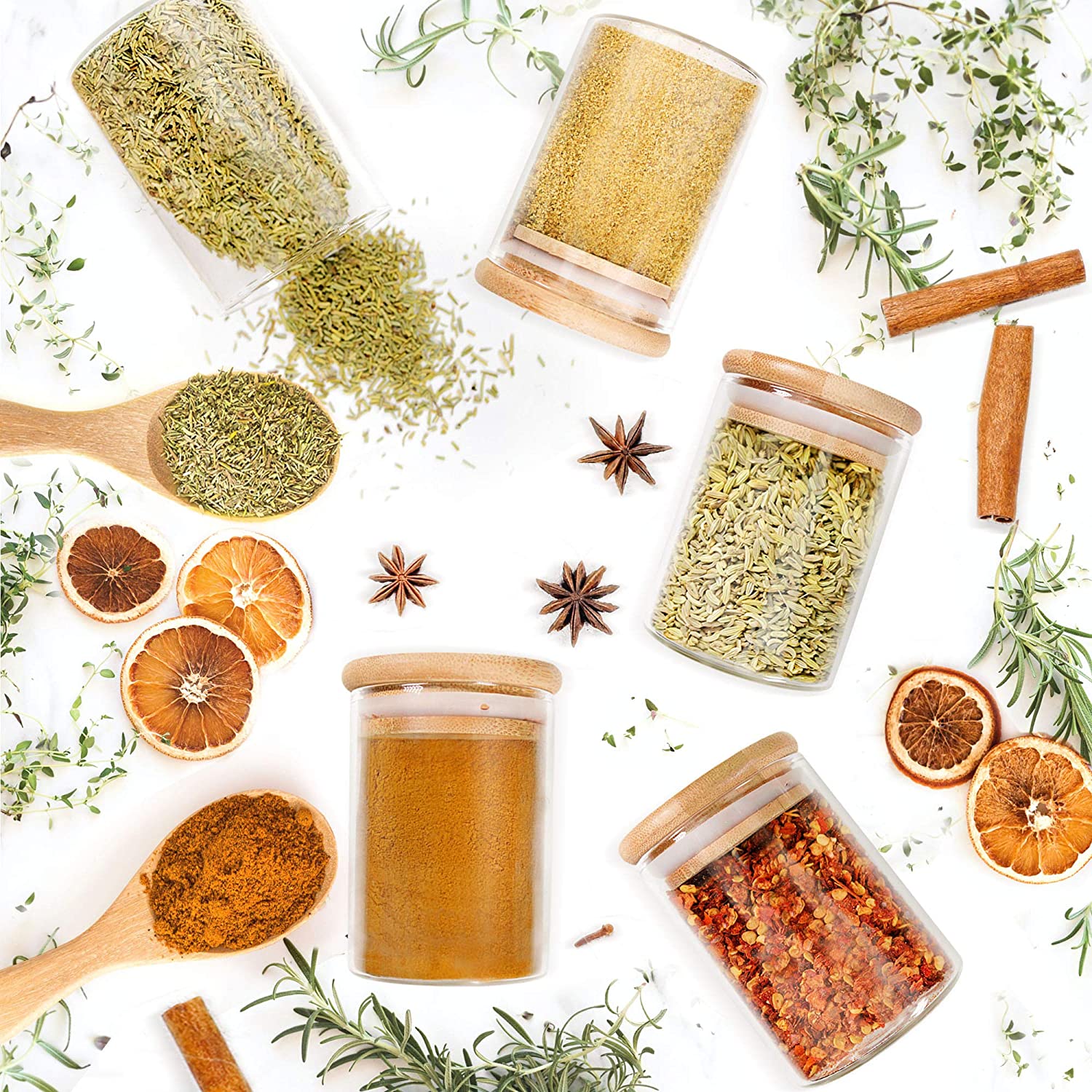 12pcs  Frasco de vidros com tampa de bambu