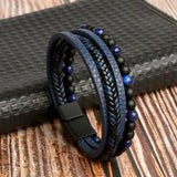 Pulseira Masculina de Couro Sofisticada - Frete Grátis